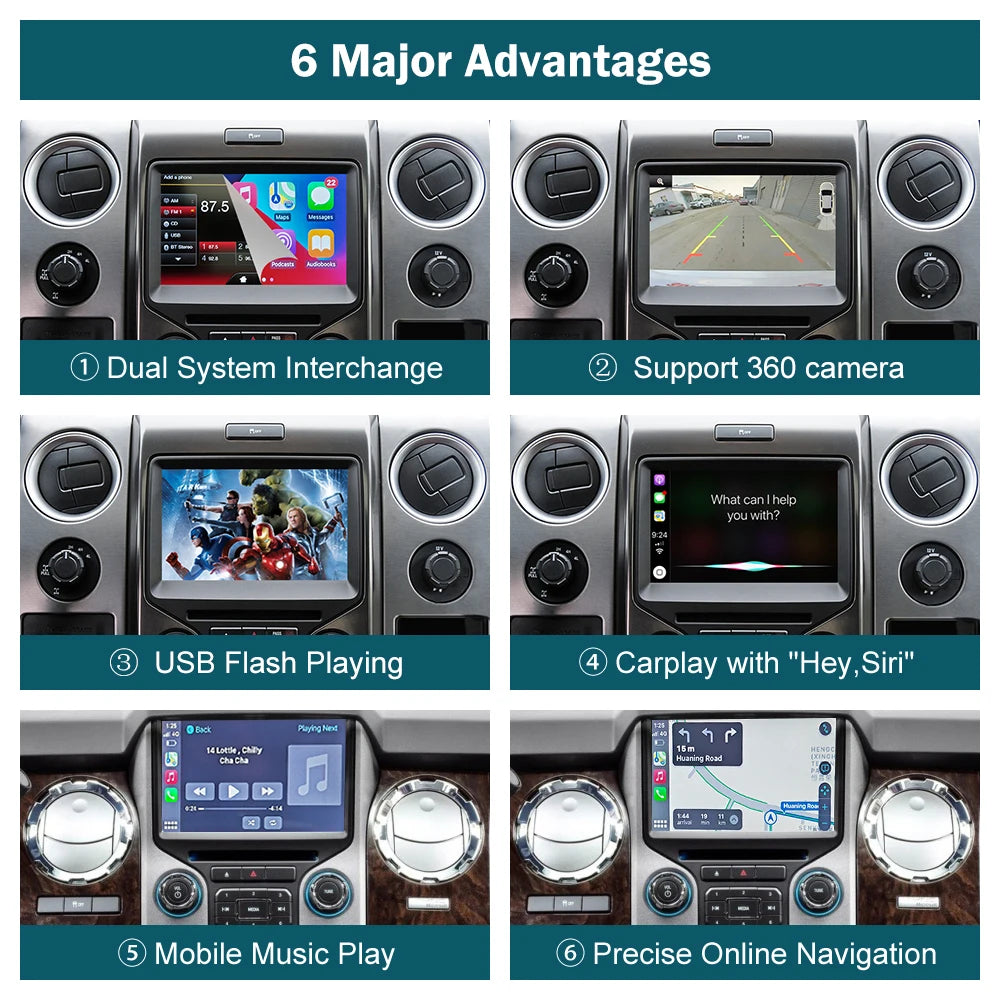 RoadTop Wireless CarPlay for Ford F-150 Expedition Super Duty,with Android Auto Interface