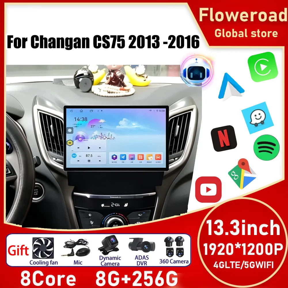 13.3 inch 2K QLED Carplay Screen Multimedia Video Player For changan CS75 2013-2016 Portab | AUTOKITSHOP