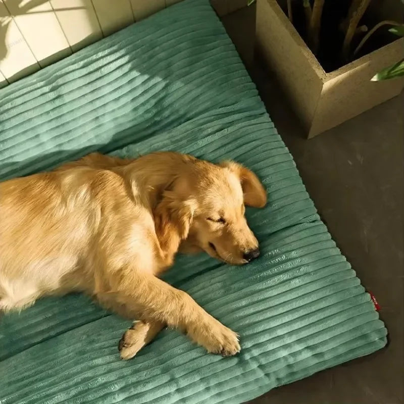 Corduroy Pet Dog Bed Winter Warm Detachable Sleeping Mat Washable Soft Thickened Durable Mat for - Automotive LED Light