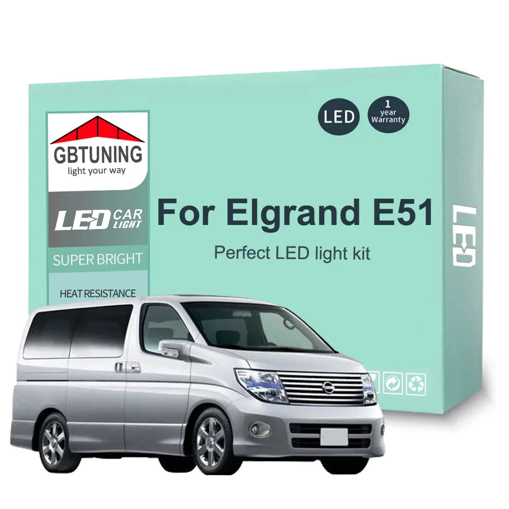 15-Piece LED Interior Light Kit for Nissan Elgrand E51 - Canbus Error-Free Bulbs | AUTOKITSHOP