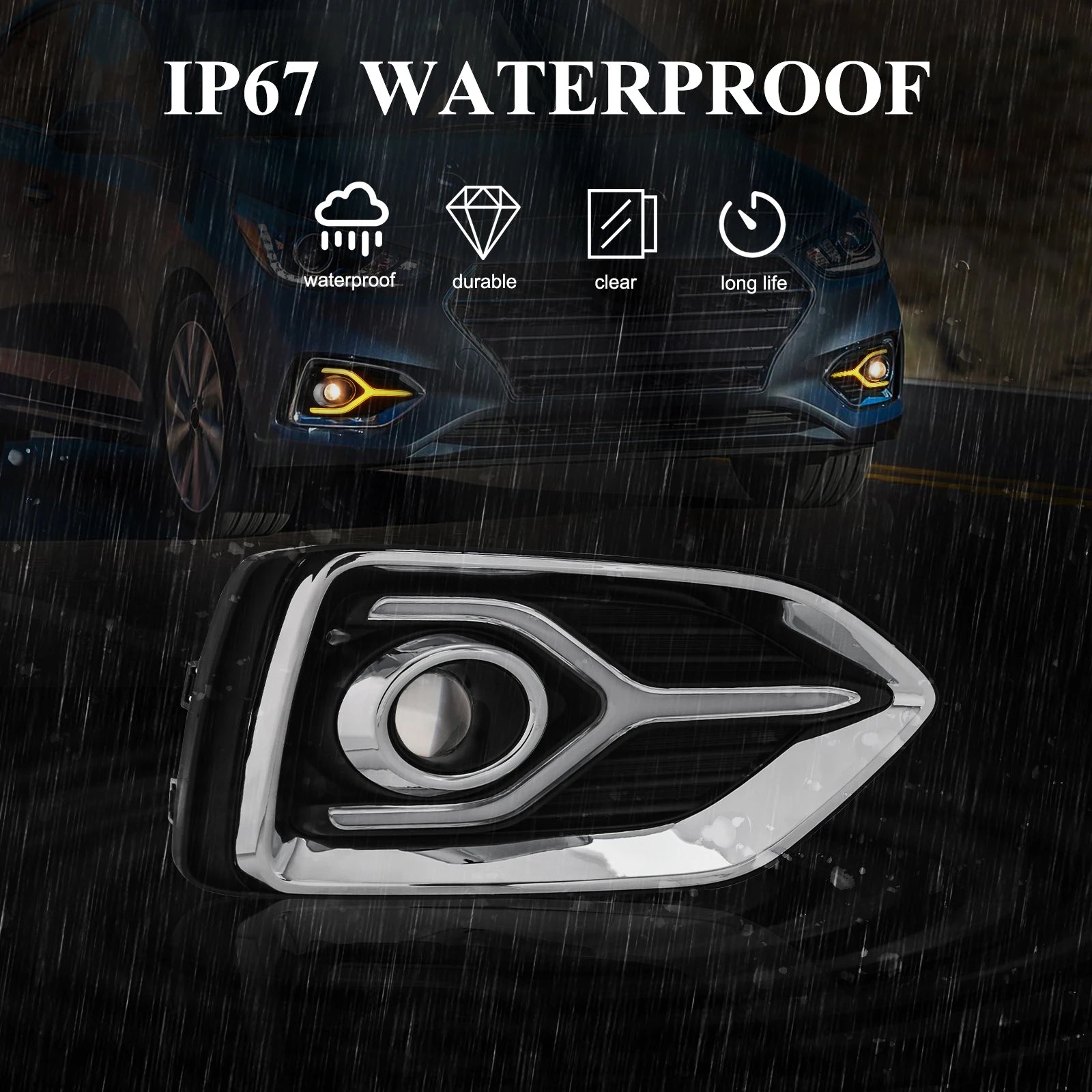 LED DRL Fog Lamps Turn Signal Set For Hyundai Accent 2018 2019 2020 Daytime Running Lights | AUTOKITSHOP