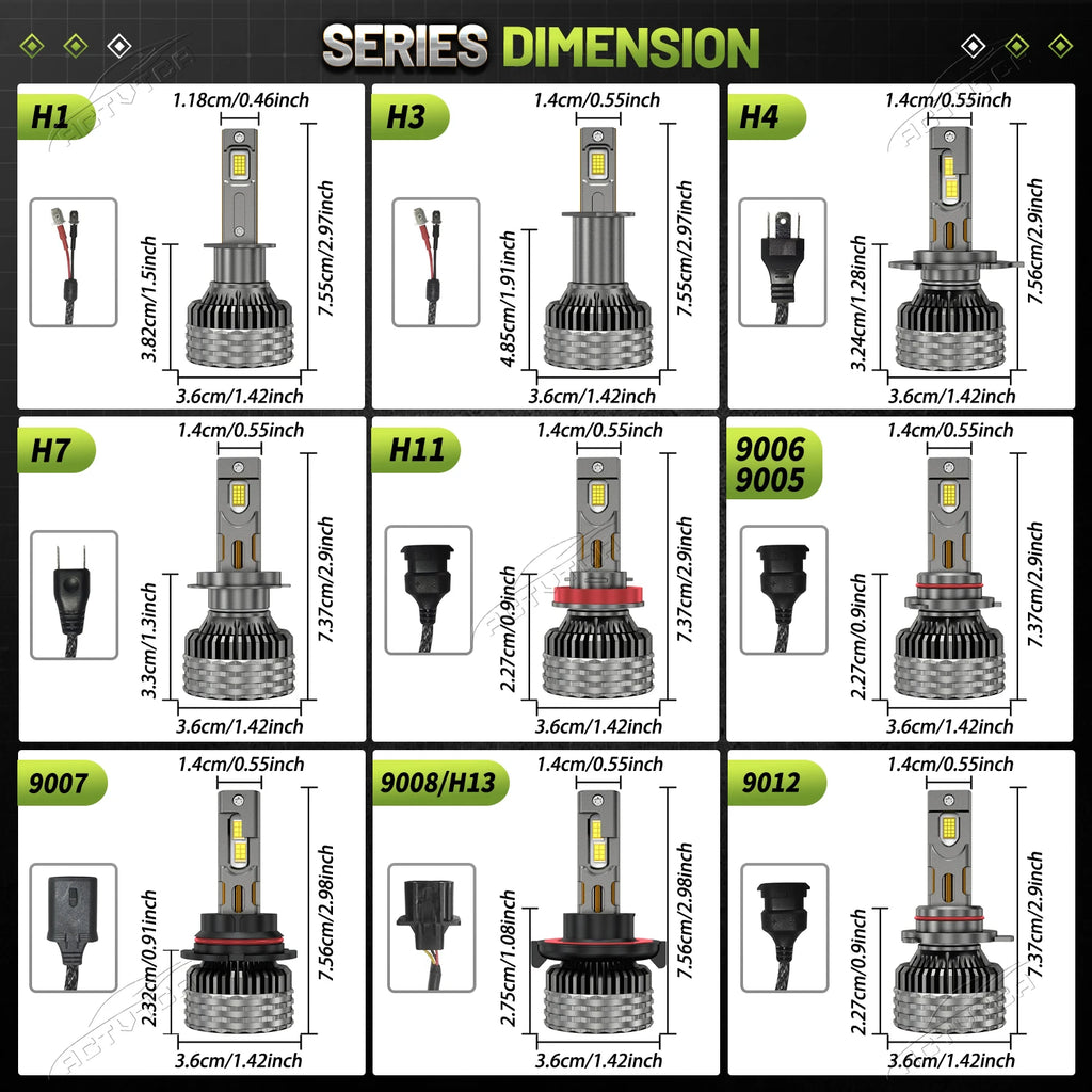 8800W H7 H4 H11 Led Car Headlight Bulbs 4 Copper Tubes 16800000LM 9054 CSP Canbus H1 9005
