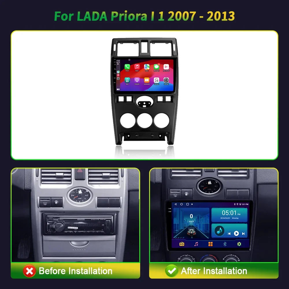 Car Radio Multimedia Video Player Navigation For LADA Priora I 1 2007-2013 Android 14 Wire