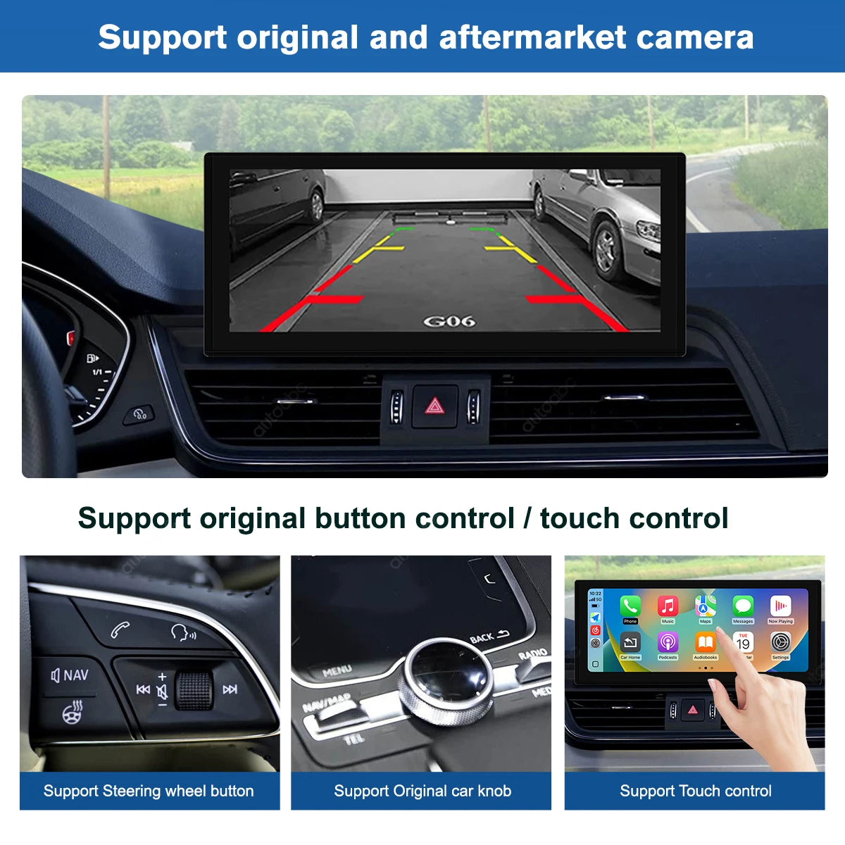 12.3'' Linux Screen Wireless CarPlay Car Multimedia Display For Audi Q5 2018-2019 MIB2 Sys | AUTOKITSHOP