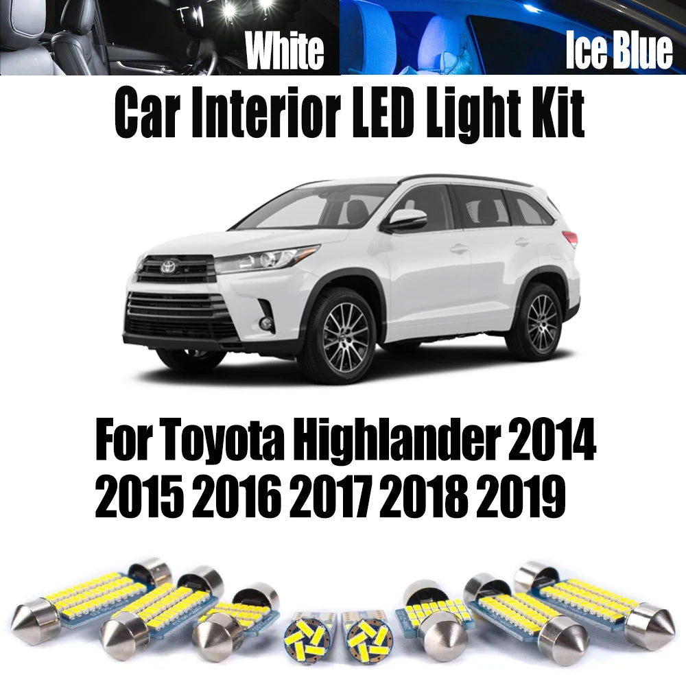 12-Piece LED Interior Light Kit for Toyota Highlander - Canbus Error-Free Bulbs | AUTOKITSHOP
