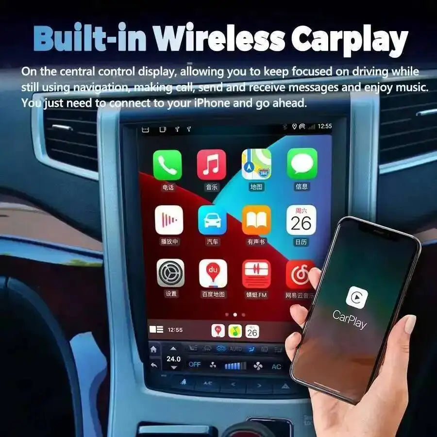 GPS Multimedia Video Player Stereo 12.1inch Vertical Screen Car Radio For TOYOTA Alphard A