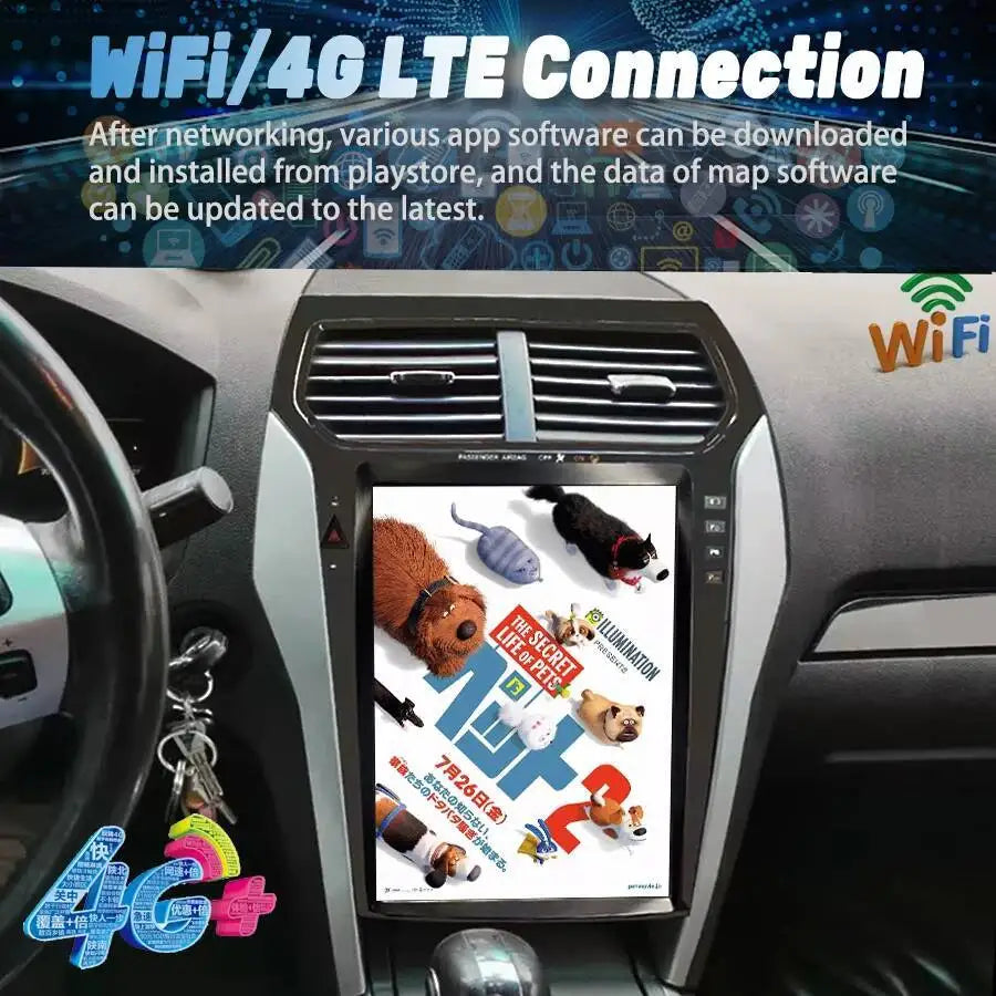 Car Multimedia Video Player HU 12.1" Qled Touch Screen For Ford Explorer 2011-2019 Car Rad