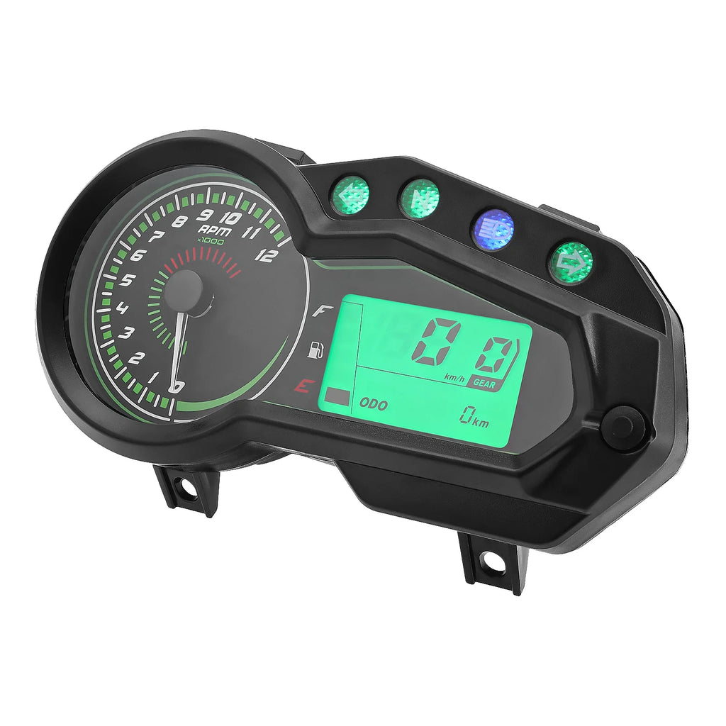 ADQ Motorcycle Speedometer Tachometer 12000 RPM Meter Universal Motor Vehicle GEAR Indicator TRI - Automotive LED Light