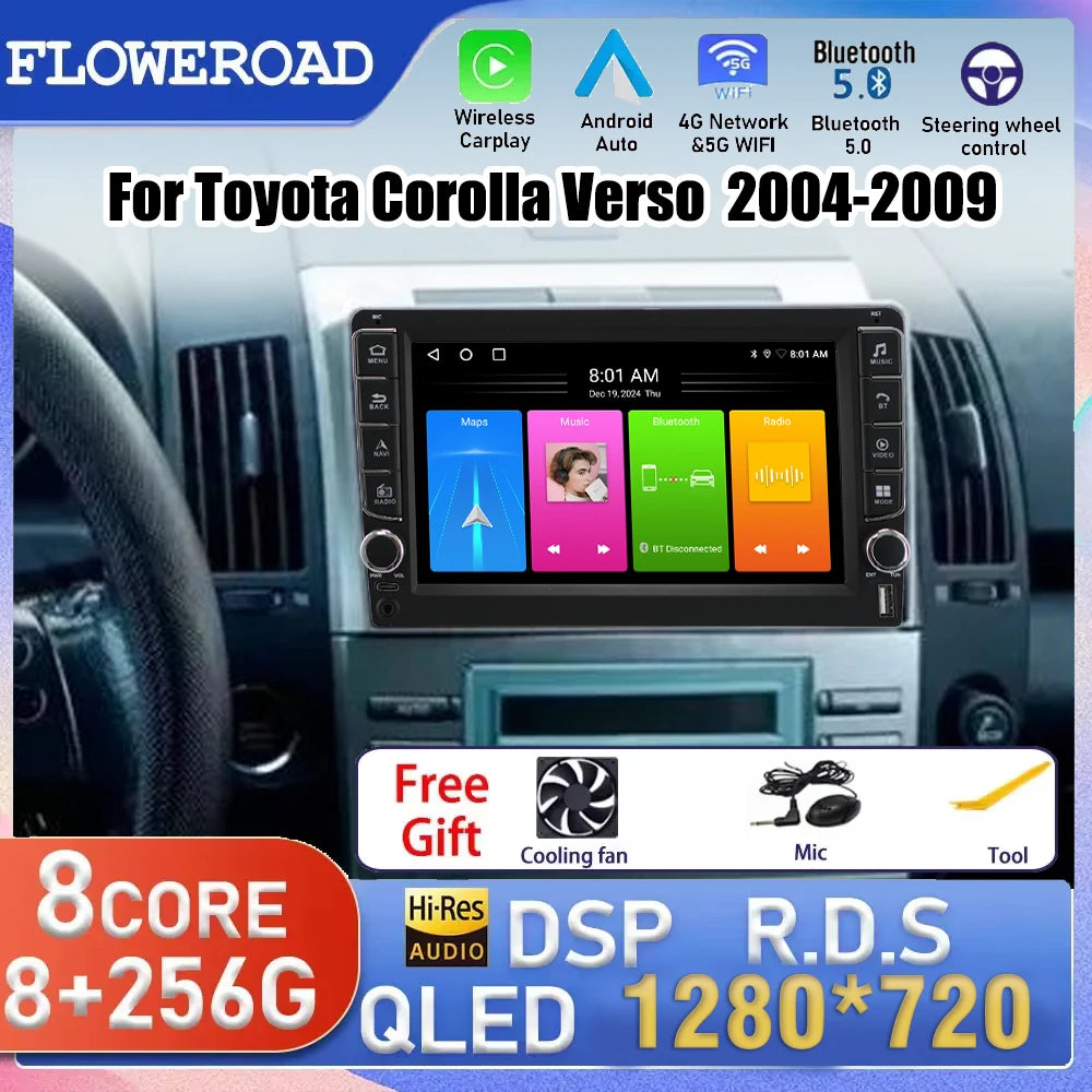 Android 15 Carplay Car Radio Multimedia For Toyota Corolla Verso 2004-2009 navigation vide | AUTOKITSHOP