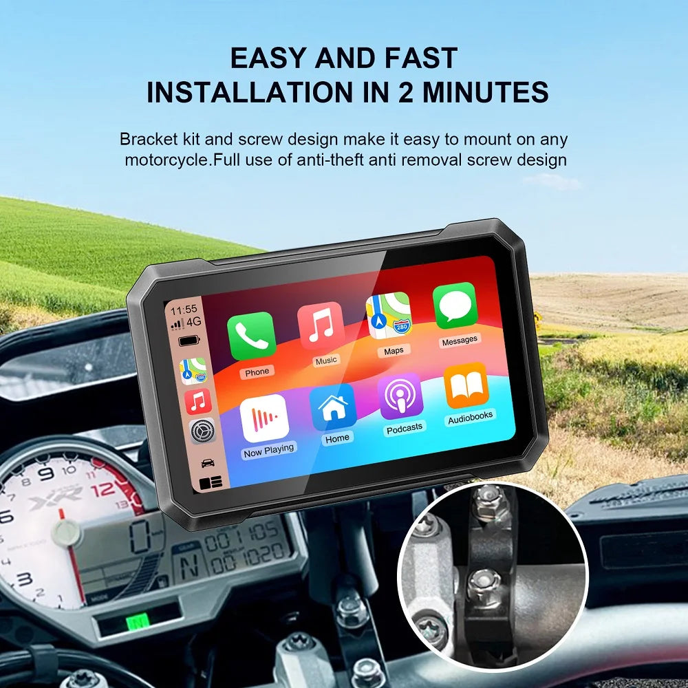7inch Motorcycle Wireless Carplay Android Auto Moto Portable GPS Navigation Touch Screen D | AUTOKITSHOP