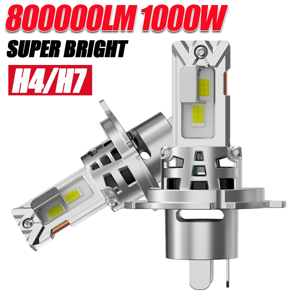 Ampoule Led H7 H4 800000LM Super Bright Spotlights Headlight Bulb 9003 HB2 6000K LED Light