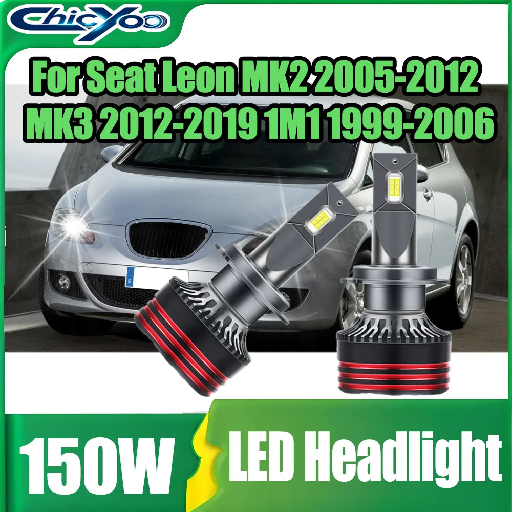 150W 30000LM H7 LED Car Headlights 6000K White Plug and Play 12V For Seat Leon MK2 2005-20