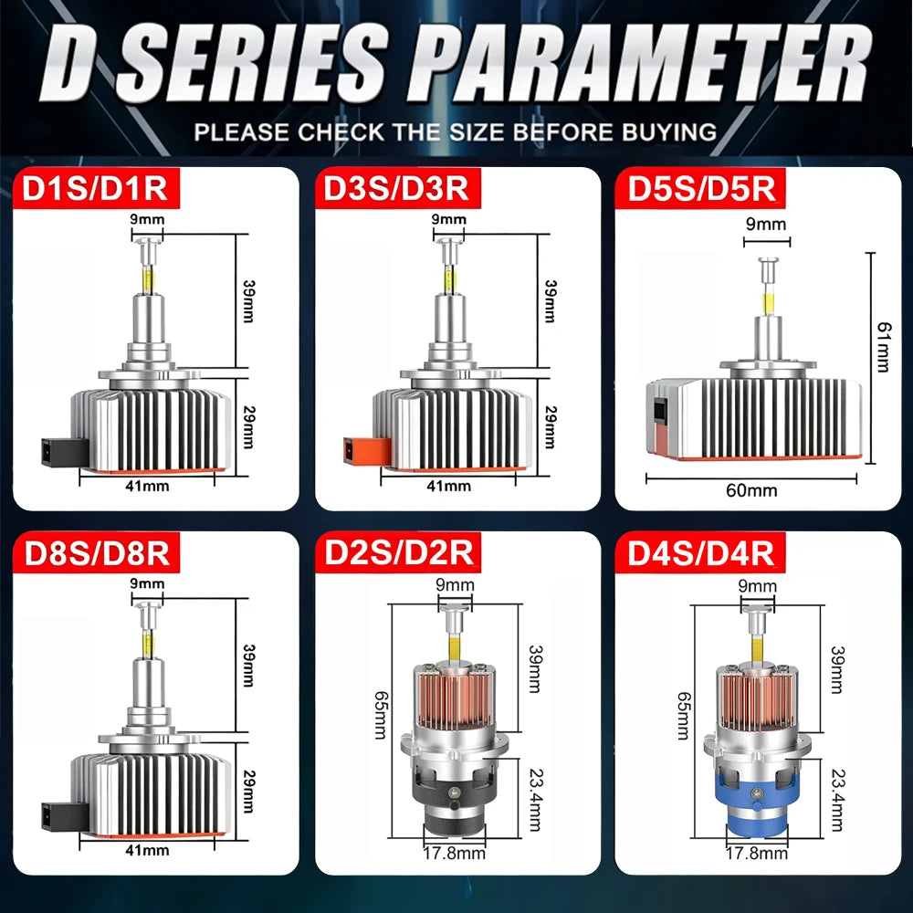 360 Led D1S D3S D5S D4S D2S Headlight Canbus Bulbs CSP Led Super Bright D1R D4R D2R D3R Ca