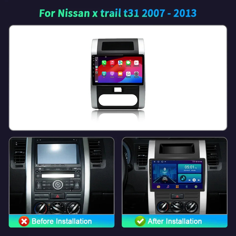 9 inch Car Radio Android 16 For Nissan x trail t31 2007-2013 BT Carplay Multimedia Navigat