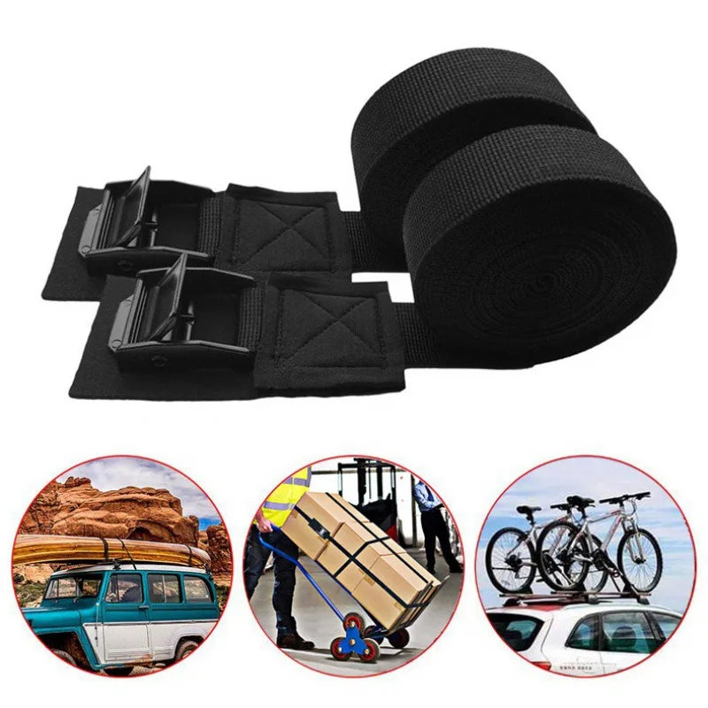Car Tensioning Belts Black Tie Down Strap Strong Ratchet Belt Luggage Bag Cargo Lashing With Met - Automotive LED Light