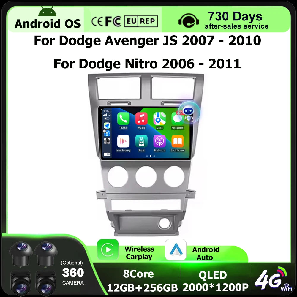 Android 16 Auto Carplay For Dodge Avenger JS 2007 - 2010 For Dodge Nitro 2006 - 2011 Car R