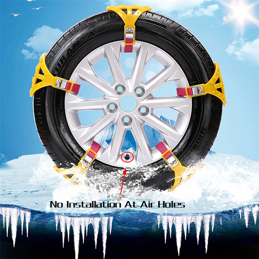 5pcs/set Universal Car Tire Snow Chains Beef Tendon Manganese Steel Nails Thickened Emerge