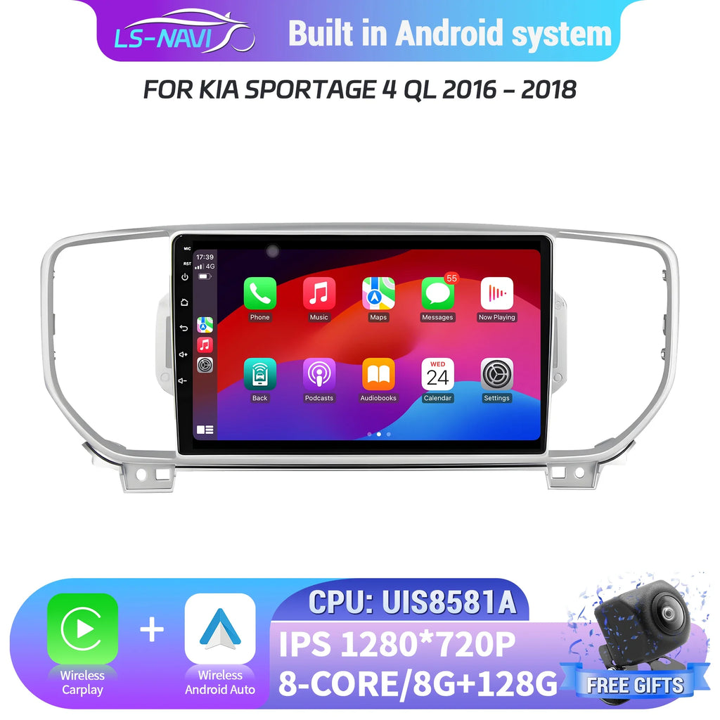 Android 14 For KIA Sportage 4 QL 2016-2018 Wireless Bluetooth Carplay Multimedia Android A