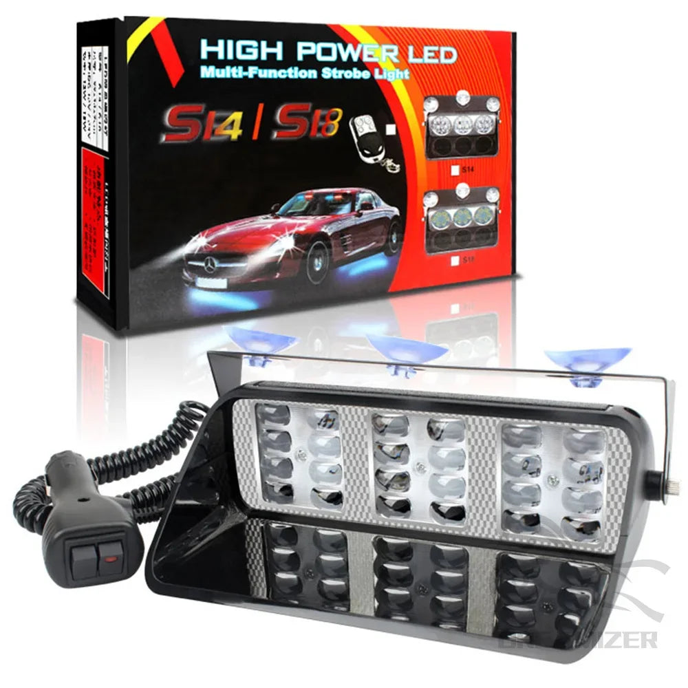 12V 24 LED Strobe Signal Emergency Windshield Warning Beacon Lights Red Blue White Car Strobe Li - Automotive LED Light