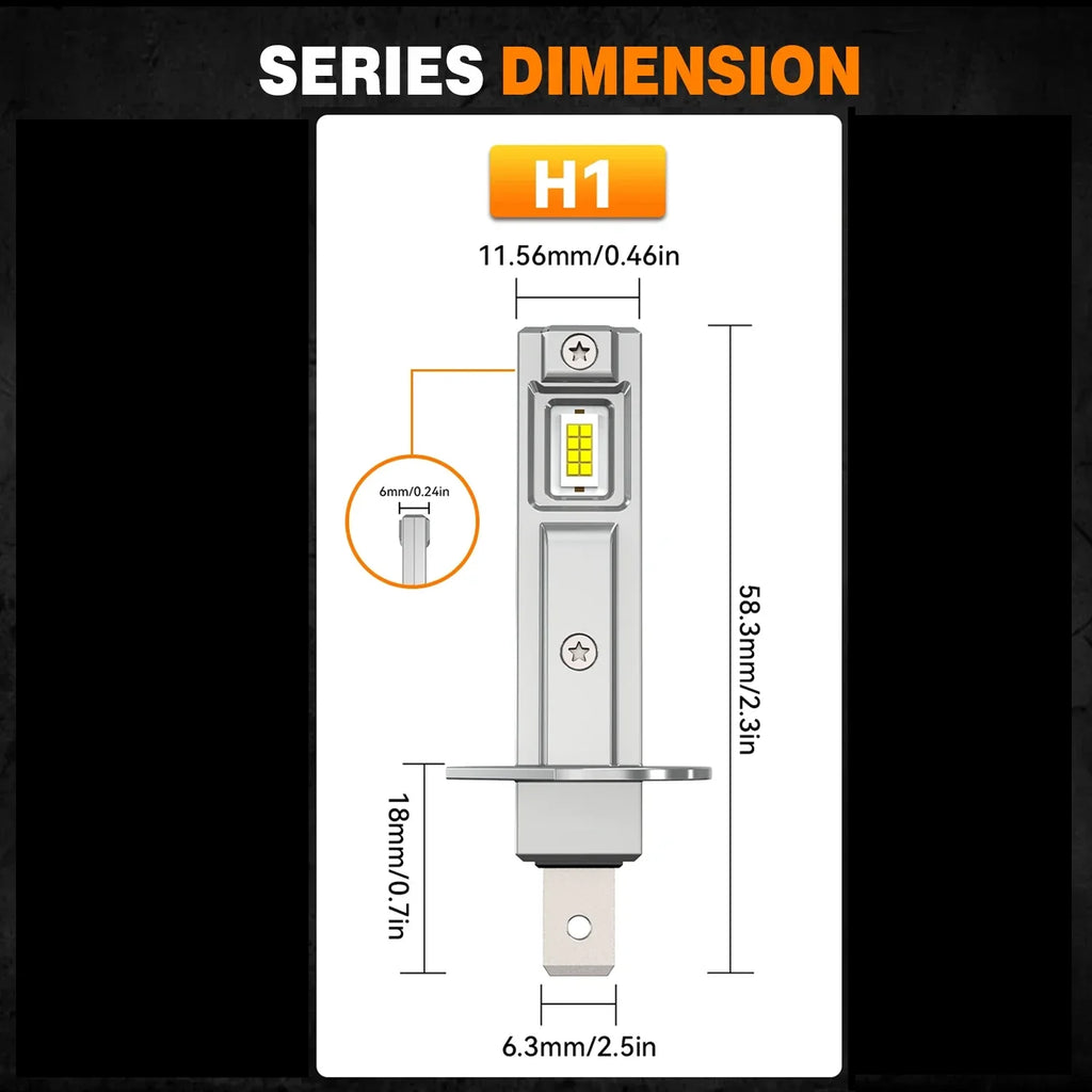 500000LM H1 LED Lights 6500K White Headlight 1:1 Mini Size Design Wireless For Car Lamp Pl