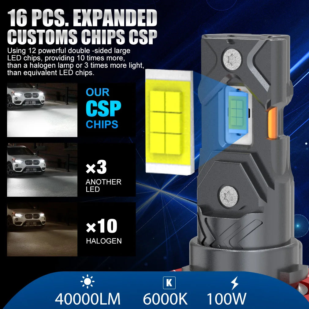 XSTORM H11 LED Headlights Canbus 9005 9006 LED Fog Lights for Car 40000LM 100W 6000K Auto