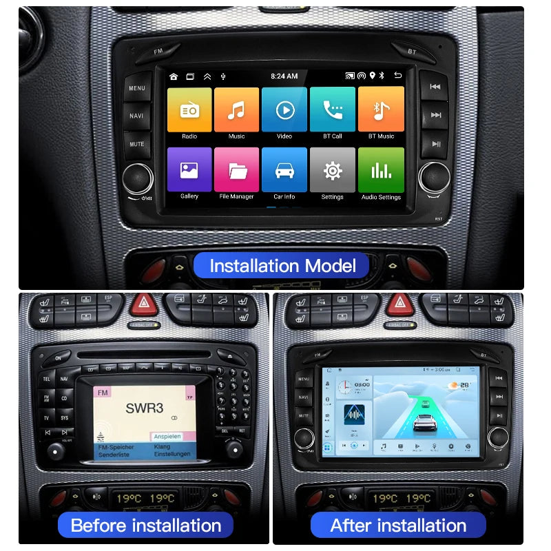 SZLELV Wireless CarPlay Android Auto Car Radio For Benz CLK W209 W203 W463 W208 Multimedia