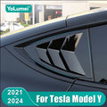 For Tesla Model Y 2021 2022 2023 2024 Carbon Fiber Car Rear Window Blinds Side Tuyere Louvers Ac - Automotive LED Light