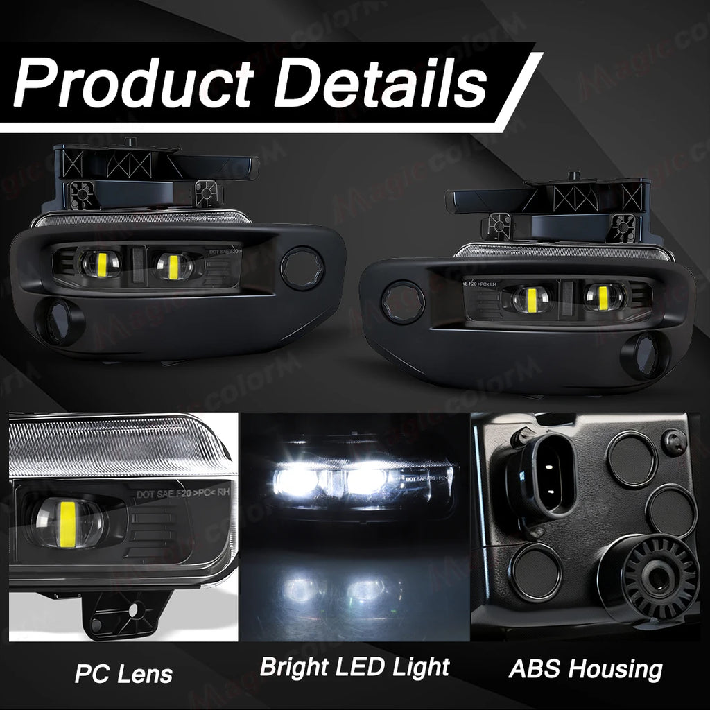 LED Car Fog Lamps For Dodge Ram 1500 2019 2020 2021 2022 2023 2024 DRL Daytime Running Lig | AUTOKITSHOP
