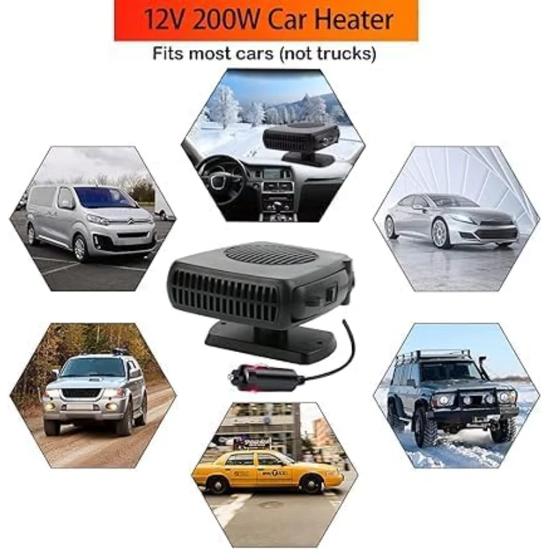 2 in 1 Car Heater Cooling Fan 12V 24V Portable Windshield Defroster Anti-Fog Fast Heating Winter - Automotive LED Light