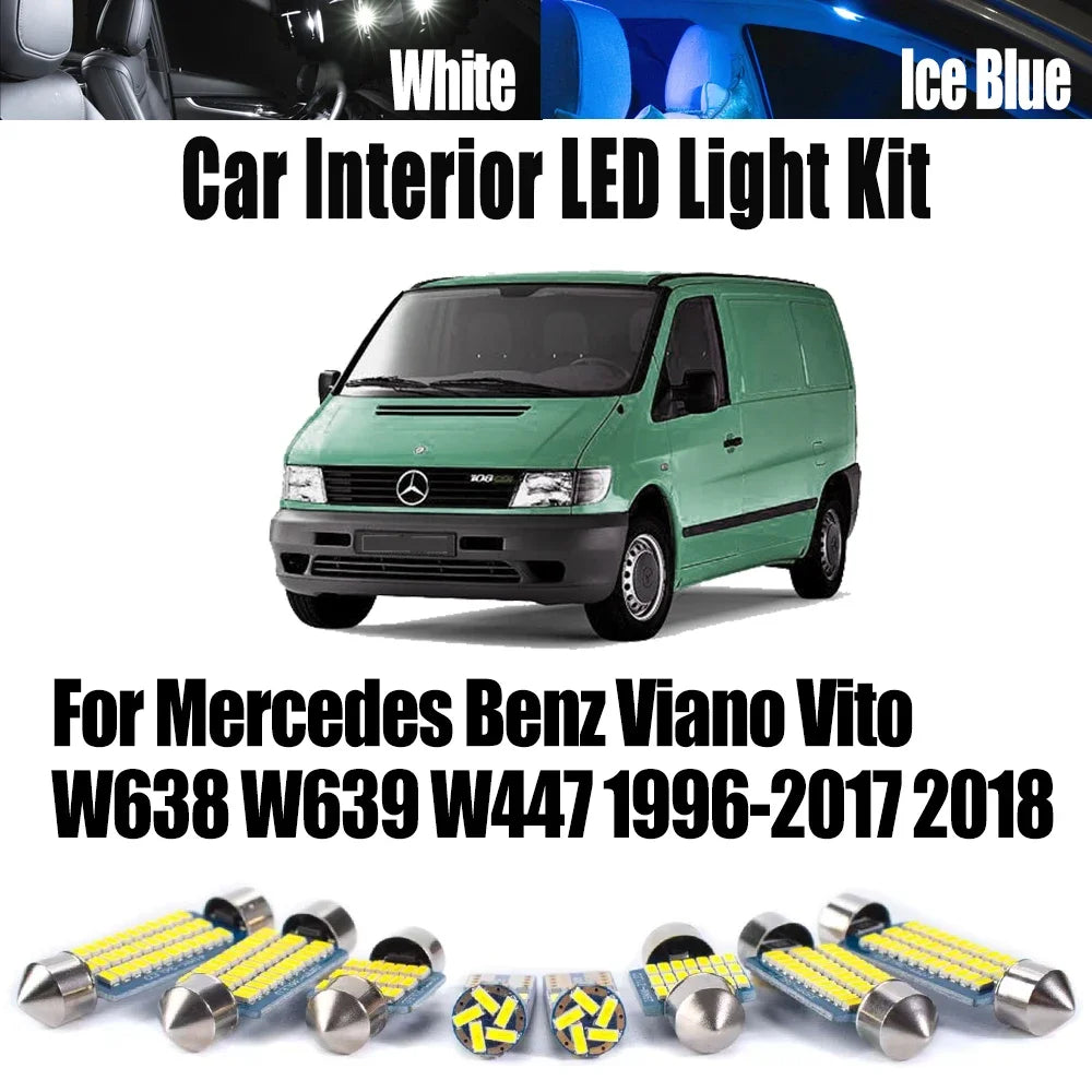 LED Interior Light Kit for Mercedes Benz Viano Vito W638 W639 W447 1996- 2018 - Canbus Dome Map Door Trunk Bulbs | AU...
