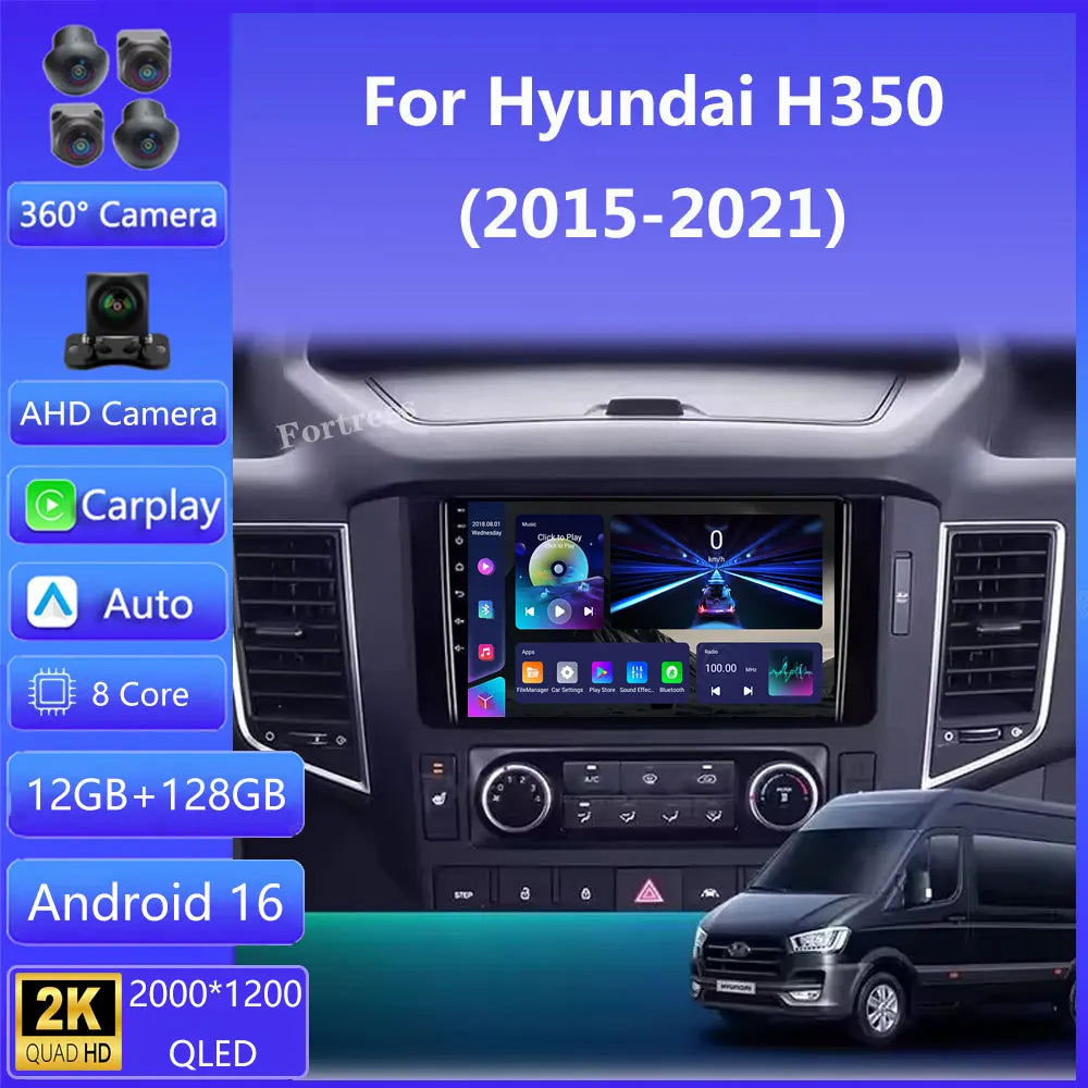 For Hyundai H350 / SOLATI 2015 - 2021 5G WIFI BT 4G LET NO DVD QLED Android 16 Car Radio M