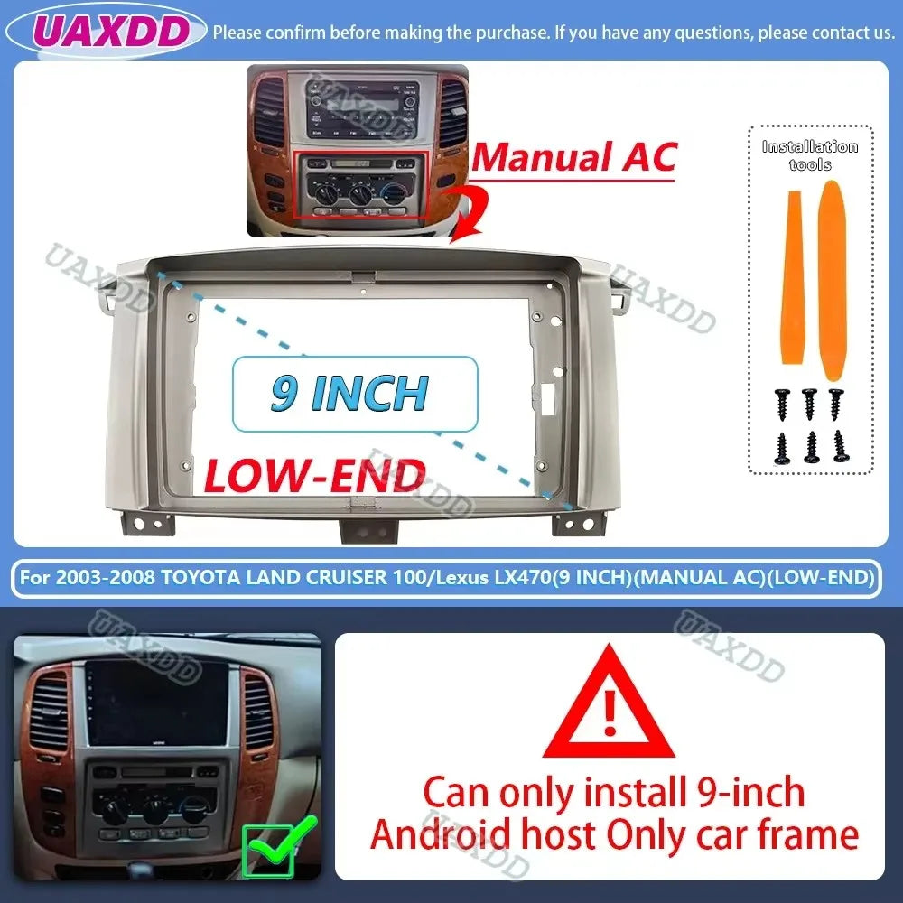 For 2003-2008 TOYOTA LAND CRUISER 100 Lexus LX470 9 10.1INCH 2 Din Car CD Android frame pa