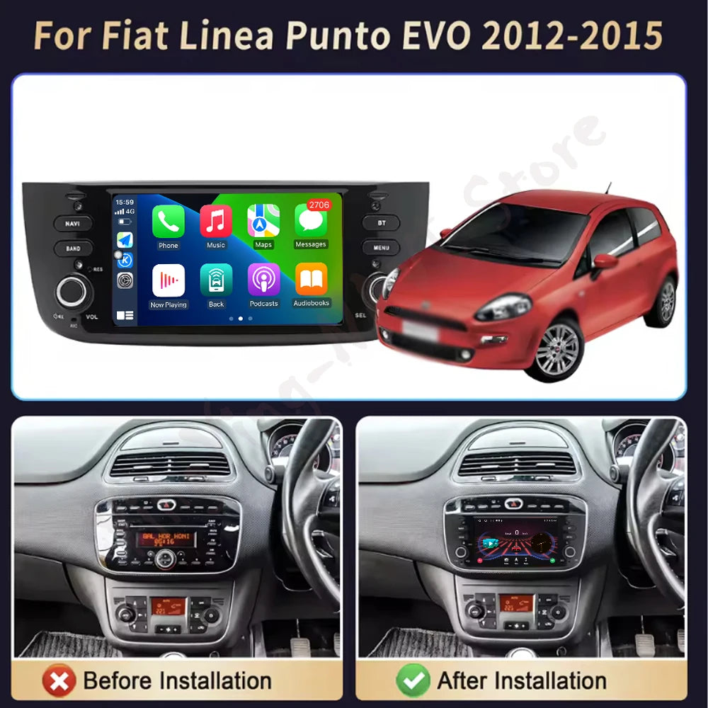for Fiat Linea Punto Evo2012-2015 WiFi Android 16 System Split Screen Car Video Multimedia