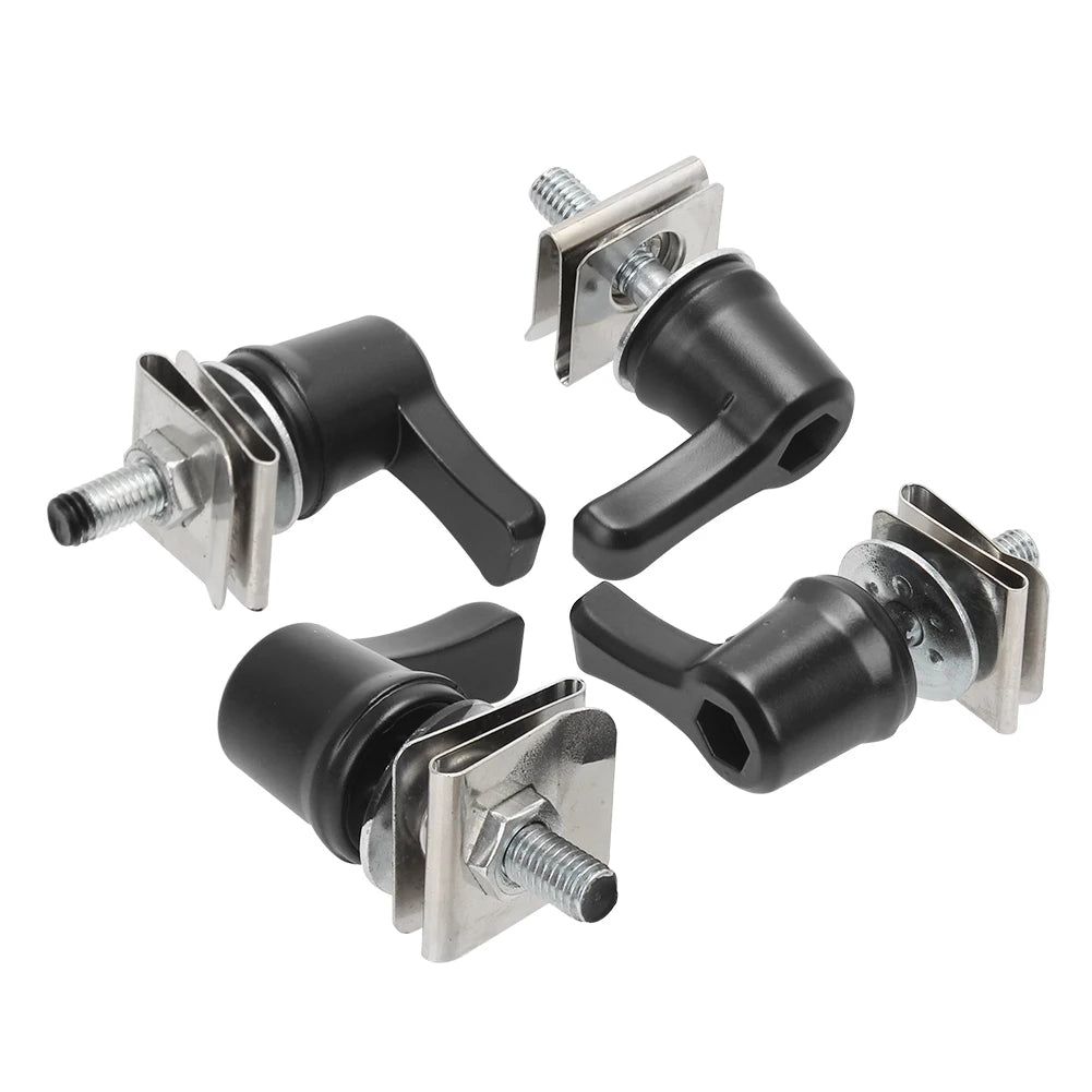 Universal Motorcycle 4Pcs Black Saddlebag Lever Lock Bolts & Nuts Kit For Harley CVO Touring Dyn - Automotive LED Light