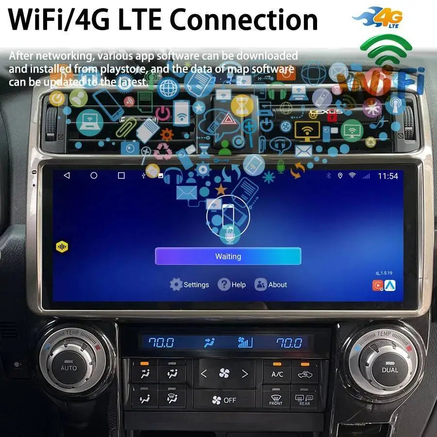 12.3"Car GPS Navigation HeadUnit Multimedia Player Navirider Android 14 For Toyota 4 Runne