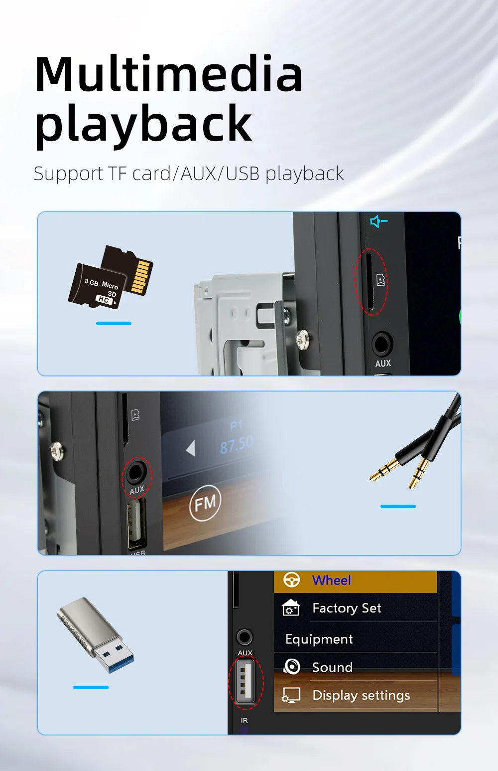 BQCC 7 Inch 1Din 2Din Car Radio Carplay Android Auto Multimedia Player HD Touch  Screen FM AUX BT MirrorLink Universal Car Audio