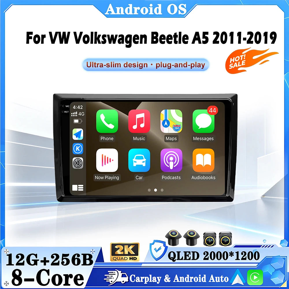 Wireless CarPlay Car Radio Multimedia Video Player Navigation GPS Android Auto For VW Volk