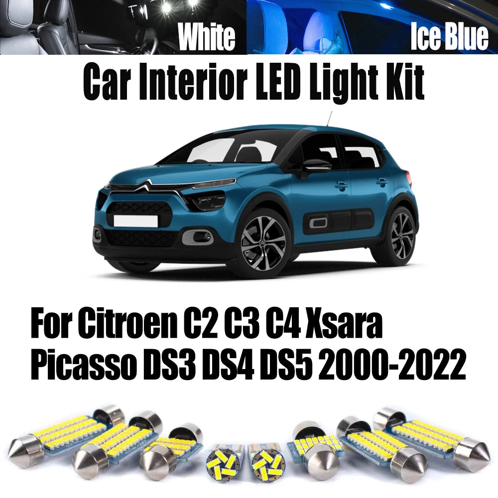 LED Interior Light Kit for Citroen C2 C3 C4 Xsara Picasso DS3 DS4 DS5 2000-2022 - Canbus Dome Map Door Trunk Bulbs | ...