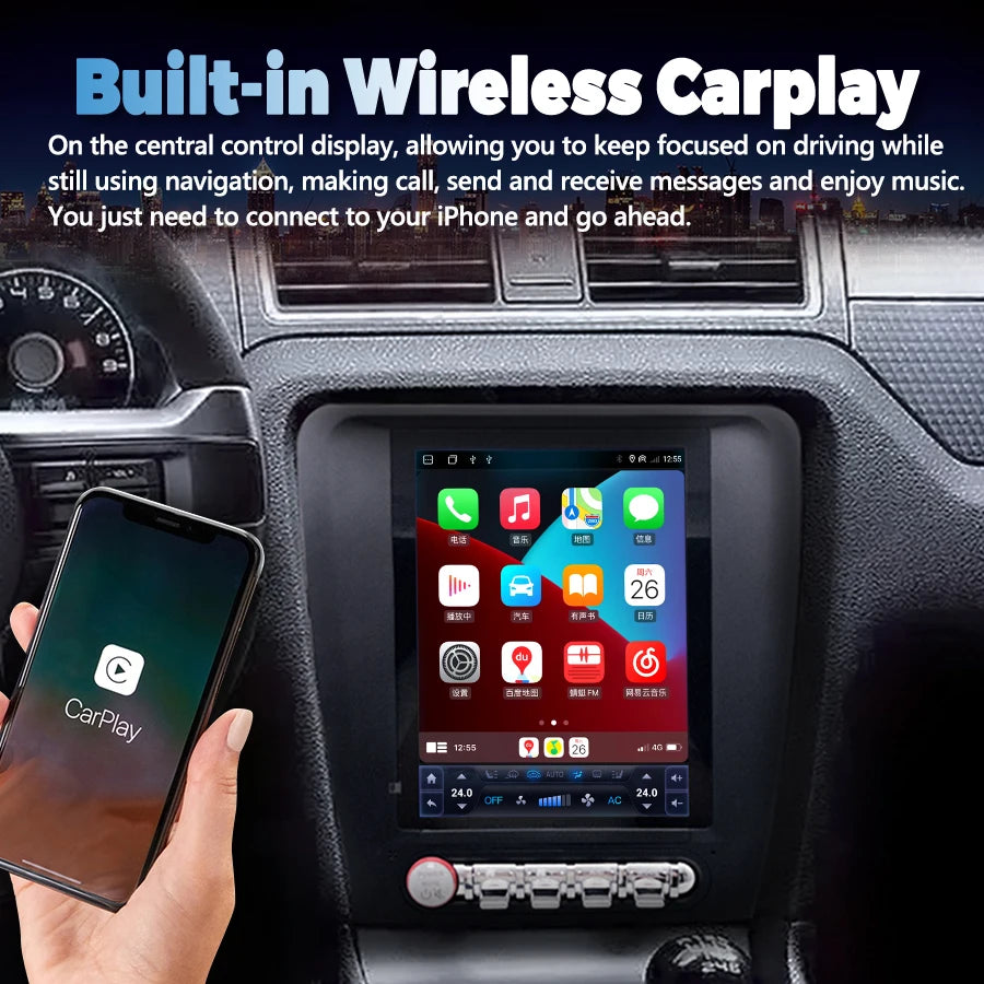 For Ford Mustang 2010-2014 Android Screen Navigation Stereo Wireless Carplay GPS Multimedi