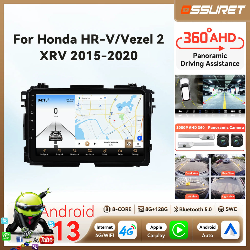 4G WIFI Carplay Android Autoradio For Honda HR-V HRV Vezel 2 XRV 2014-2019 multimedia Car