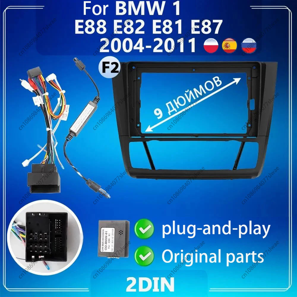 9 inch For BMW 1 E88 E82 E81 E87 2004-2011 Car Radio Fascias Android MP5 Stereo Player 2Di