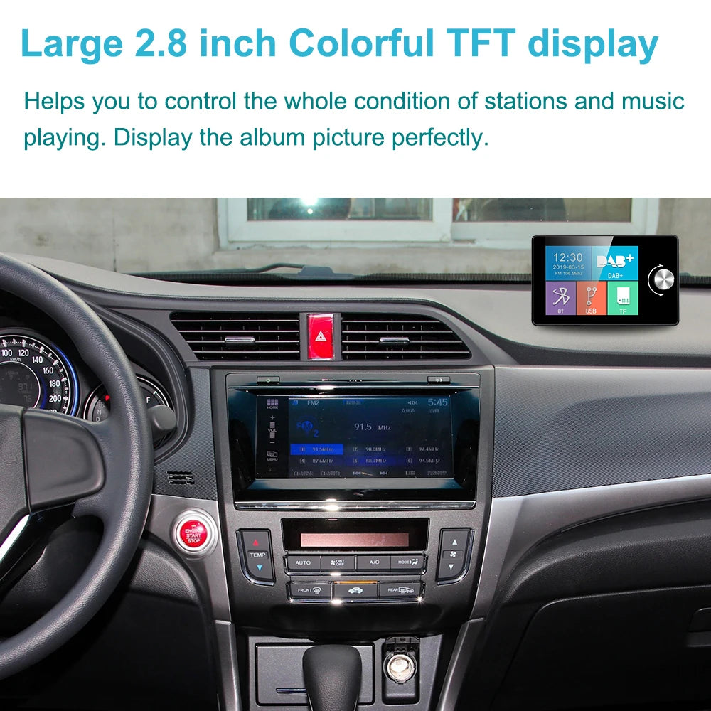 DAB+ Car Digital Radio FM Receiver BT SD TF MP3 Player 2.8 Inch Screen DAB for European Ca | AUTOKITSHOP