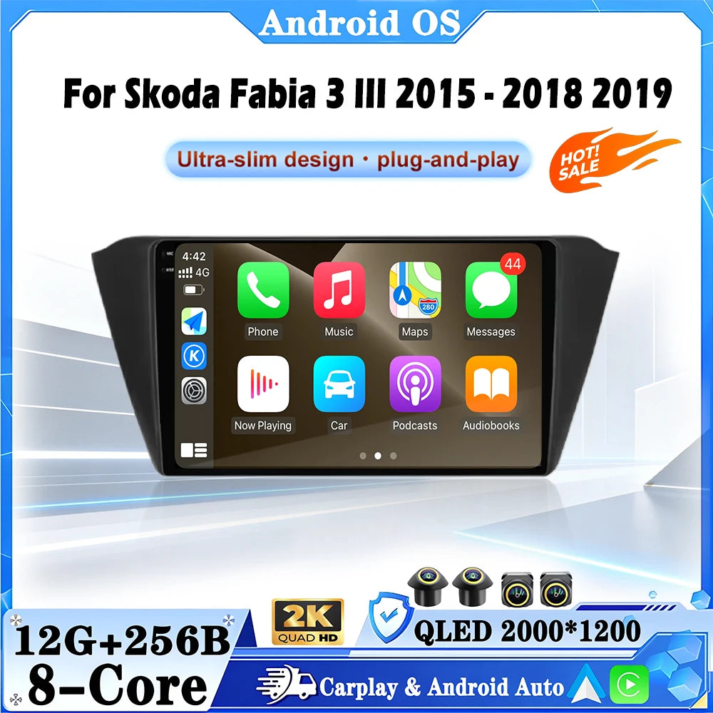 Wireless CarplayFor Skoda Fabia 3 Ill 2015-2018 2019 Android AUTO Car Radio Multimedia Pla