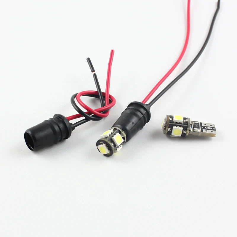 2-4pcs T10 W5W LED Bulb Holder Socket Cable T10 194 LED interior Lamp bulb Adapter socket
