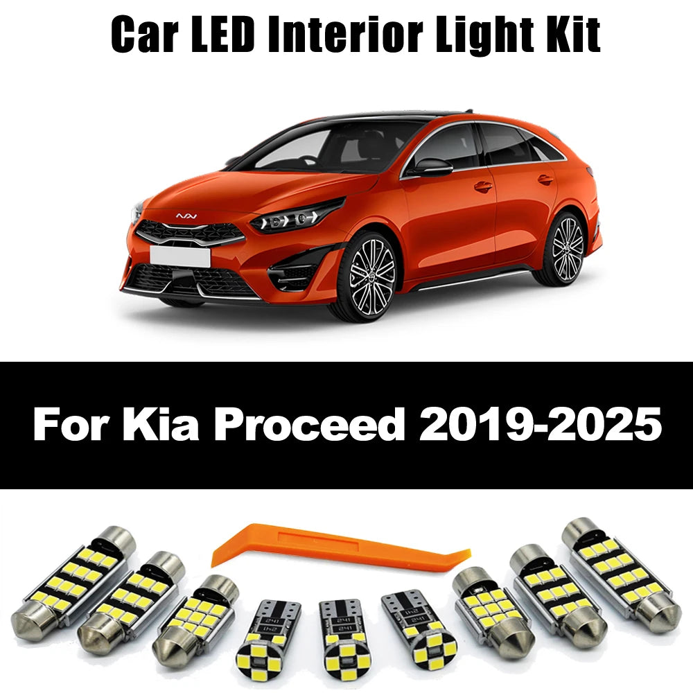 ZITWO 12Pcs For Kia Proceed 2019 2020 2021 2022 2023 2024 2025 LED Bulb Interior Dome Reading Glove Box License Plate Light Kit