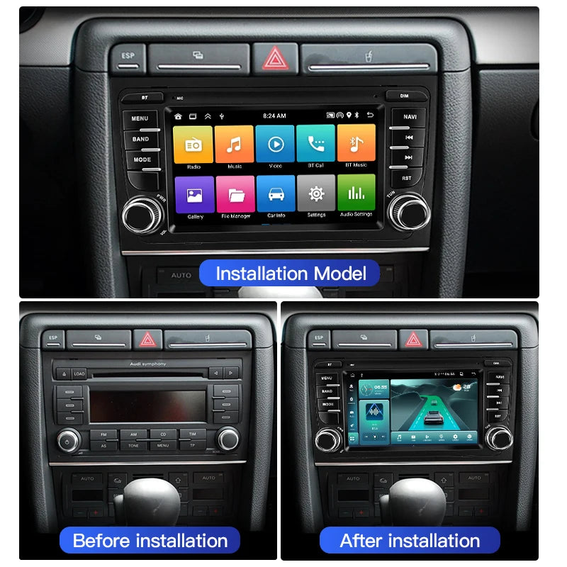 SZLELV For Audi A4 B7 B6 S4 RS4 SEAT Exeo Android 15 Car Multimedia Radio Player Wireles C