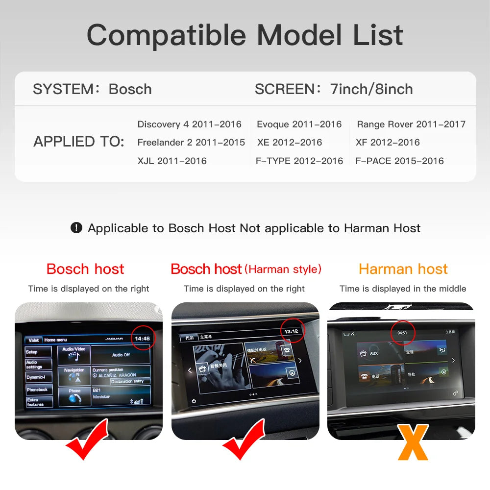 Wireless Carplay Android Auto For Land Rover Jaguar Bosch Discovery4 Evoque Freelander2 XE