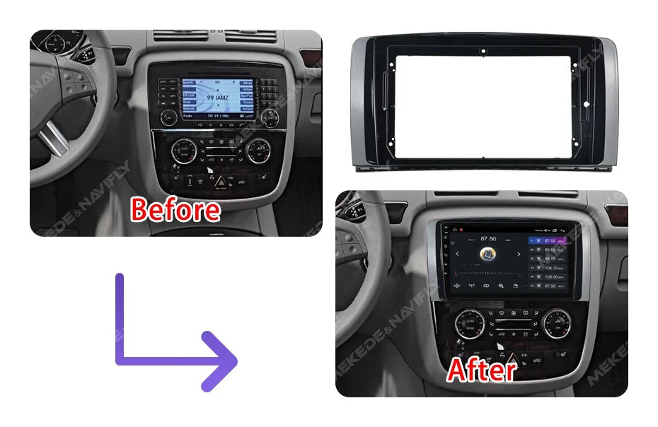 9 Inch Car Dash Frame Fascia Adapter for Benz R Class W251 R280 R300 R320 R350 R500 Androi | AUTOKITSHOP