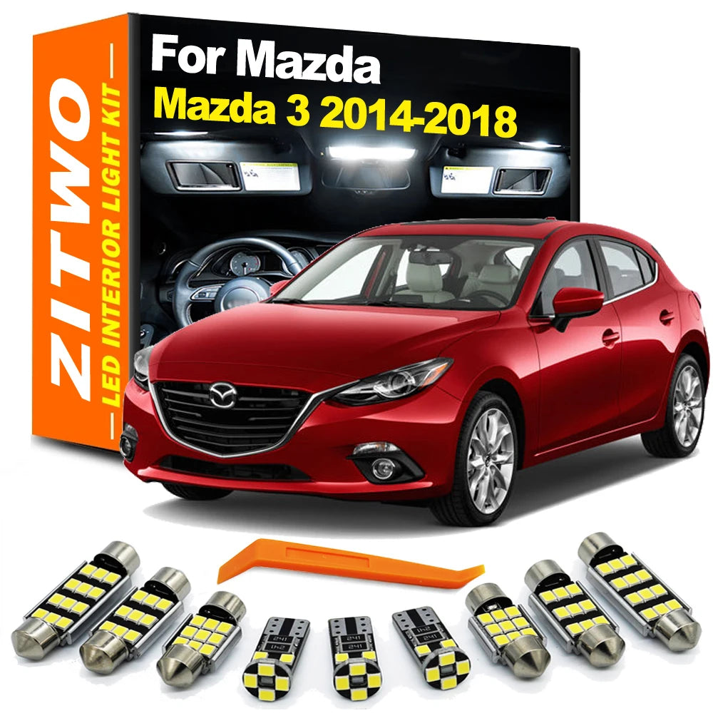 ZITWO 11Pcs Car LED Interior Dome Light Kit For Mazda 3 BM BN Mazda3 2014 2015 2016 2017 2018 Sunvisor Trunk Bulb Canbus