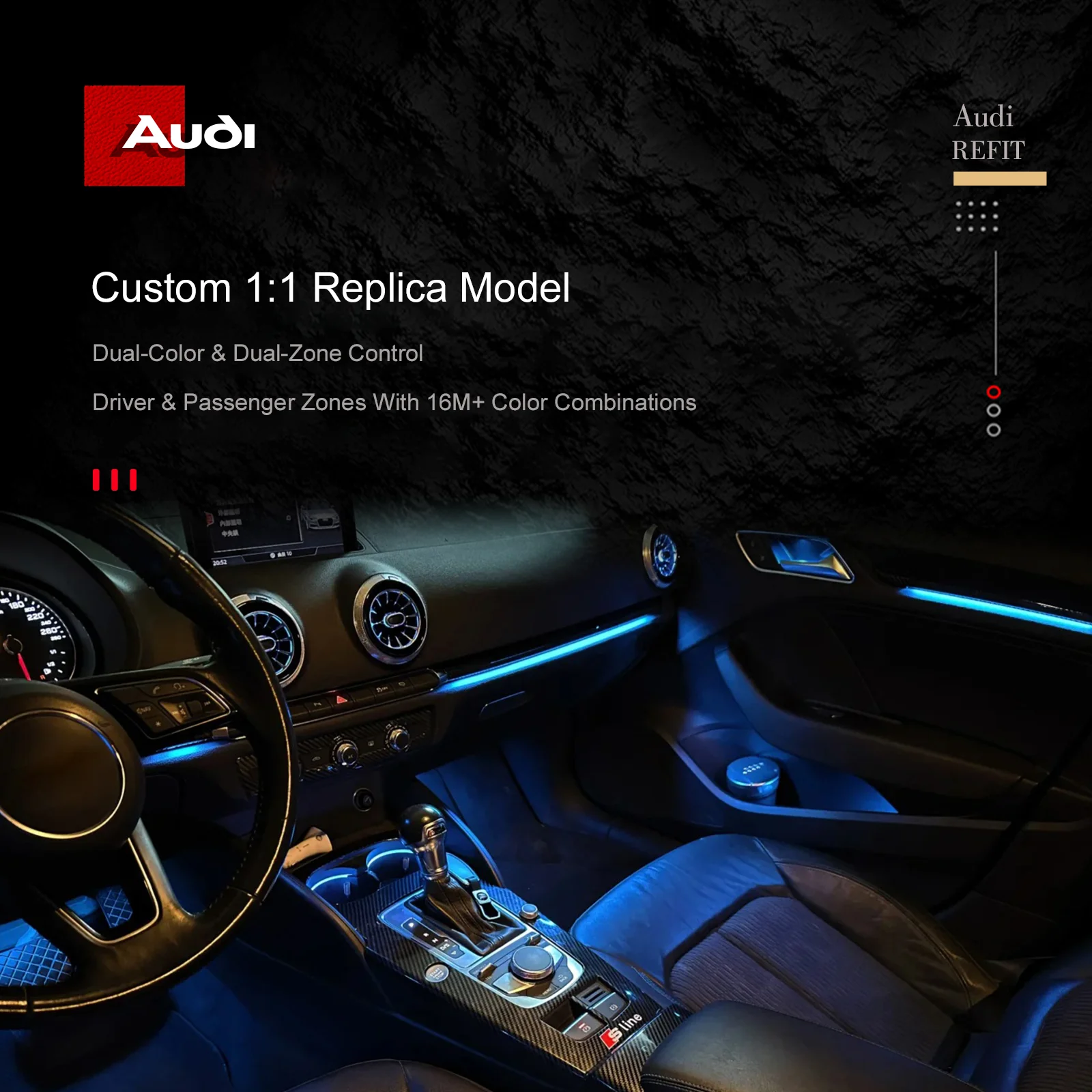 RGB - Ambient Light - for Audi RS3 A3 2013-2025 - Car Interior Lighting
